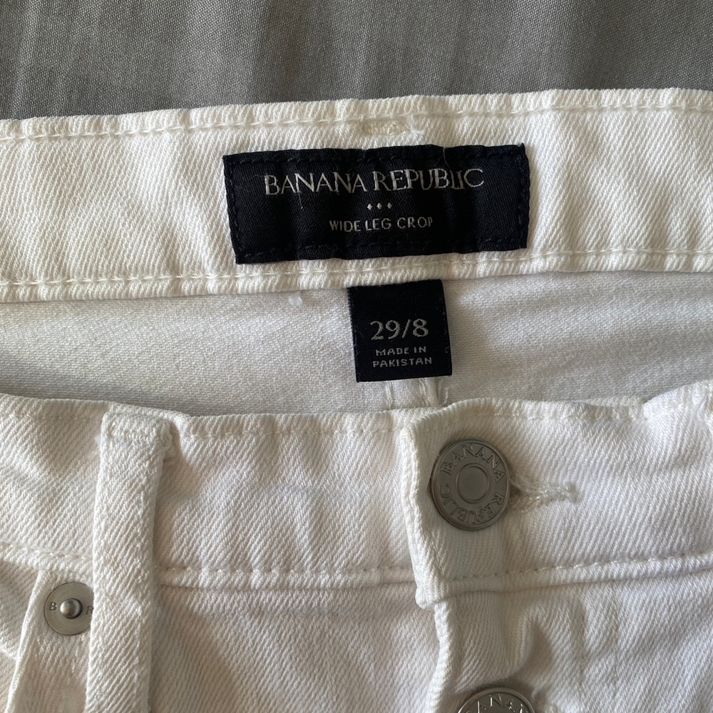 Elegant Banana Republic 29/8 White Button Fly Wide-Leg Crop Jeans - Picture 9 of 9